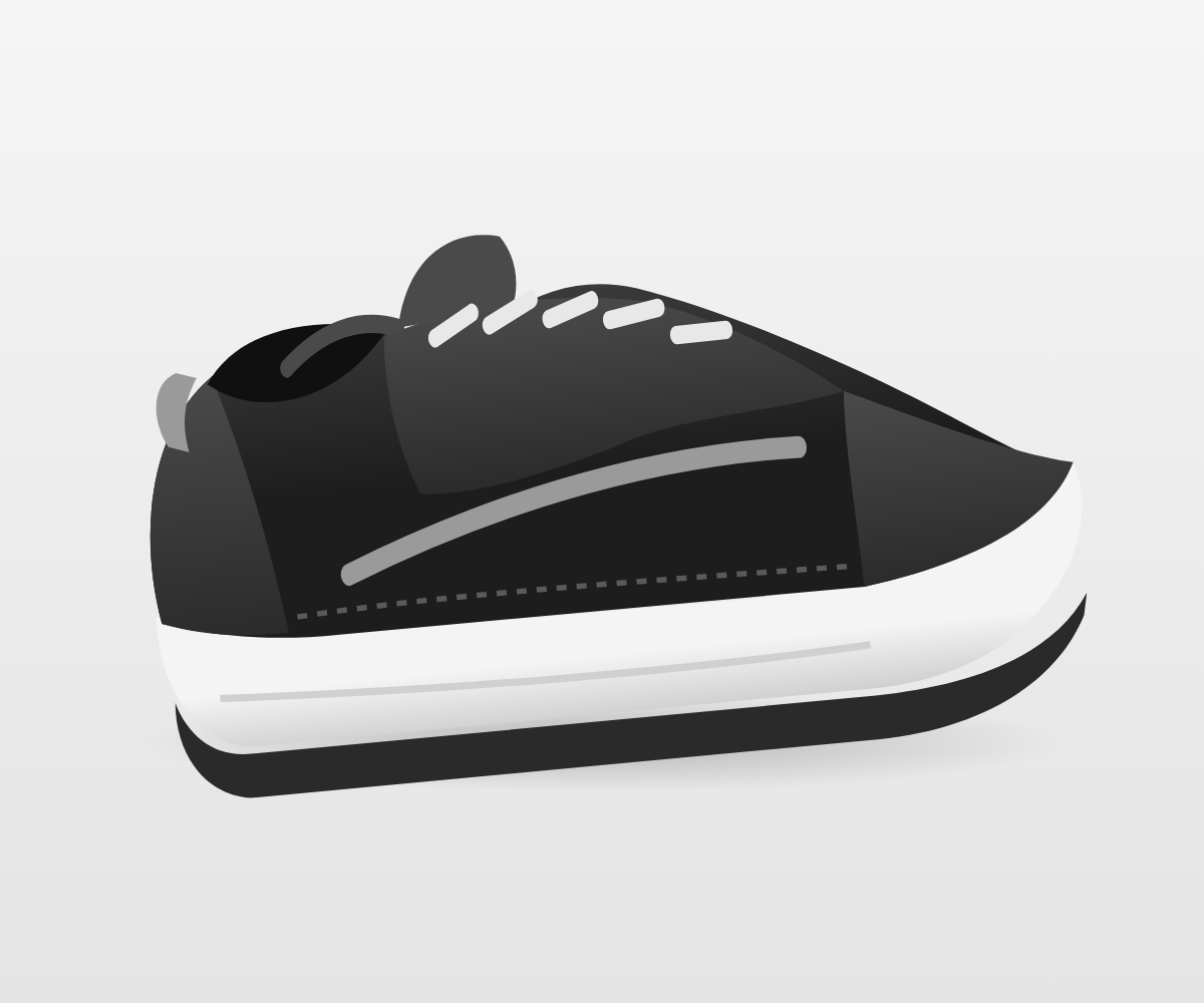 The Pace Runner in black on a light grey studio floor