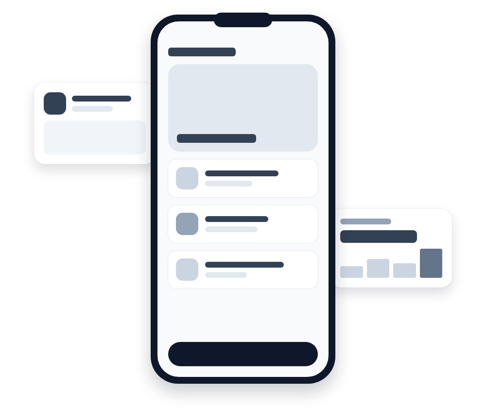 Acme Flow on a phone, with the day's plan and a weekly report