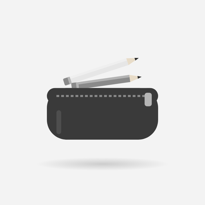 A pencil case with two pencils