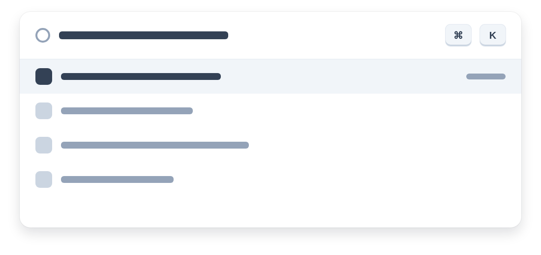 The command bar open, with the first search result highlighted
